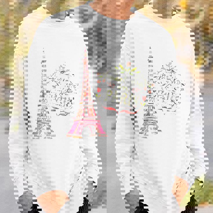 Meet Me In Paris 水彩プリントtシャツ エッフェル塔 スウェットシャツ 彼への贈り物