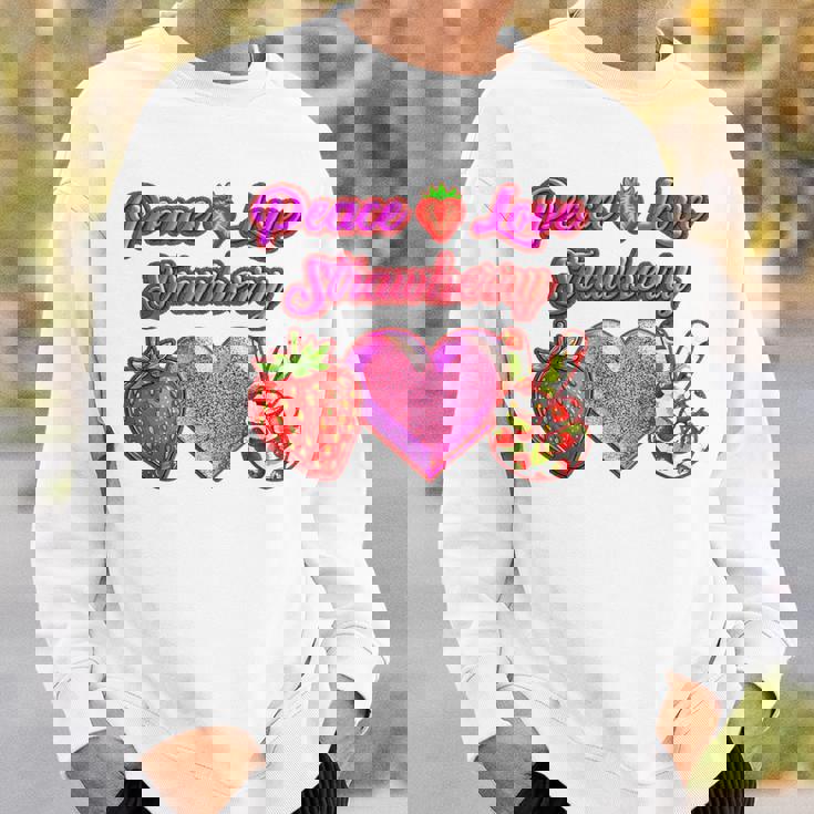 Peace Love イチゴ好き 果物食主義者 果実 果実 果実 スウェットシャツ 彼への贈り物