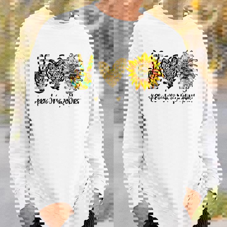 Peace Love サンシャイン ヒッピー ひまわり ヒマワリ 恋人へのギフト スウェットシャツ 彼への贈り物