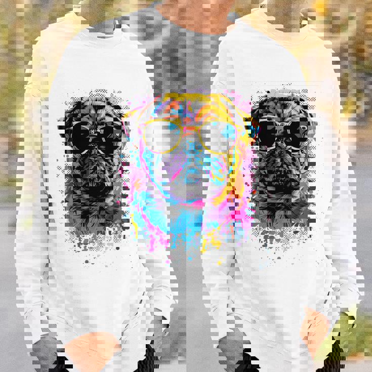 Pug Dog Lovers カラフル ポップアート パグ 長袖tシャツ スウェットシャツ 彼への贈り物