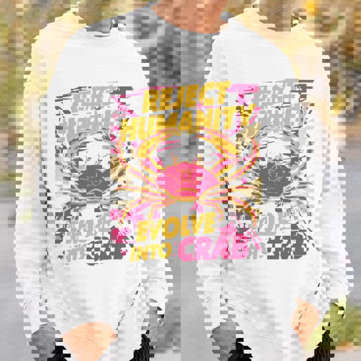 Reject Humanity Evolve To Crab ファニーカニ 長袖tシャツ スウェットシャツ 彼への贈り物
