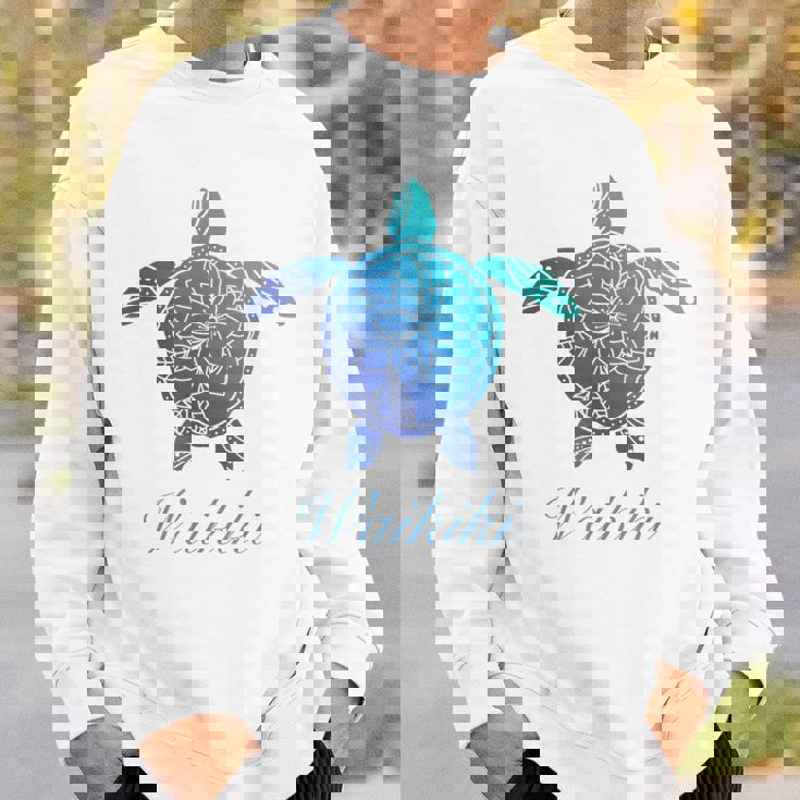 Save The Hawaiiea Turtles ハワイアンブルー トライバルタートルホヌ スウェットシャツ 彼への贈り物