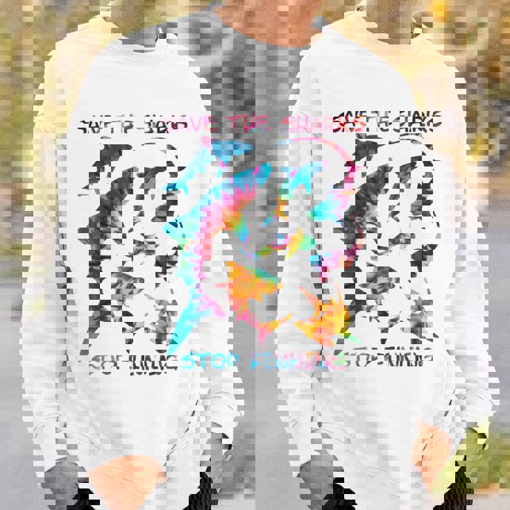 Stop Finning ジンベエザメ シュモクザメサメの種類タイダイ 長袖tシャツ スウェットシャツ 彼への贈り物