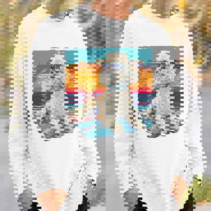 Sunny Day Doggy グラフィックデザイン ビーチレディ 子犬 長袖tシャツ スウェットシャツ 彼への贈り物