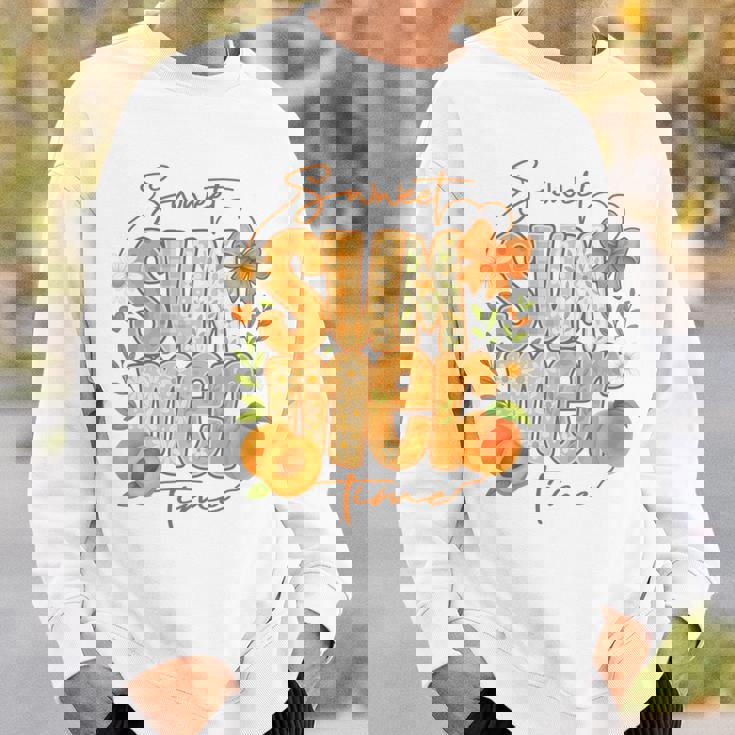 Sweetummer Time 鮮やかなフローラルピーチ 長袖tシャツ スウェットシャツ 彼への贈り物