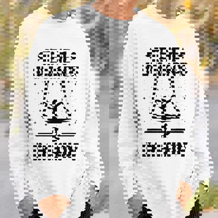 Tie Me Up In Knots & I'm Happy エアリアル ヨガ 体操選手 エアリスト スウェットシャツ 彼への贈り物