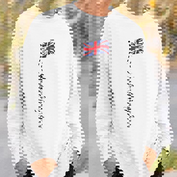 Uk United Kingdomignature ユニオンジャックフラッグポール背面に スウェットシャツ 彼への贈り物