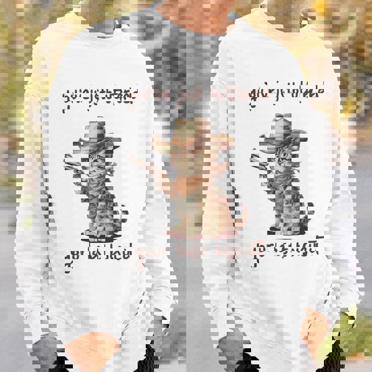 You 'Ve Just Buttered Your Last Biscuit Meow Cowboy Cat Meme 長袖tシャツ スウェットシャツ 彼への贈り物