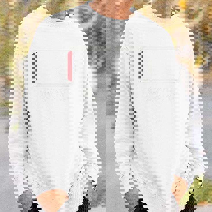 「 電池 残り1 バッテリー 電池切れ」おもしろ 筆文字！服の背面に面白い文字入り スウェットシャツ 彼への贈り物