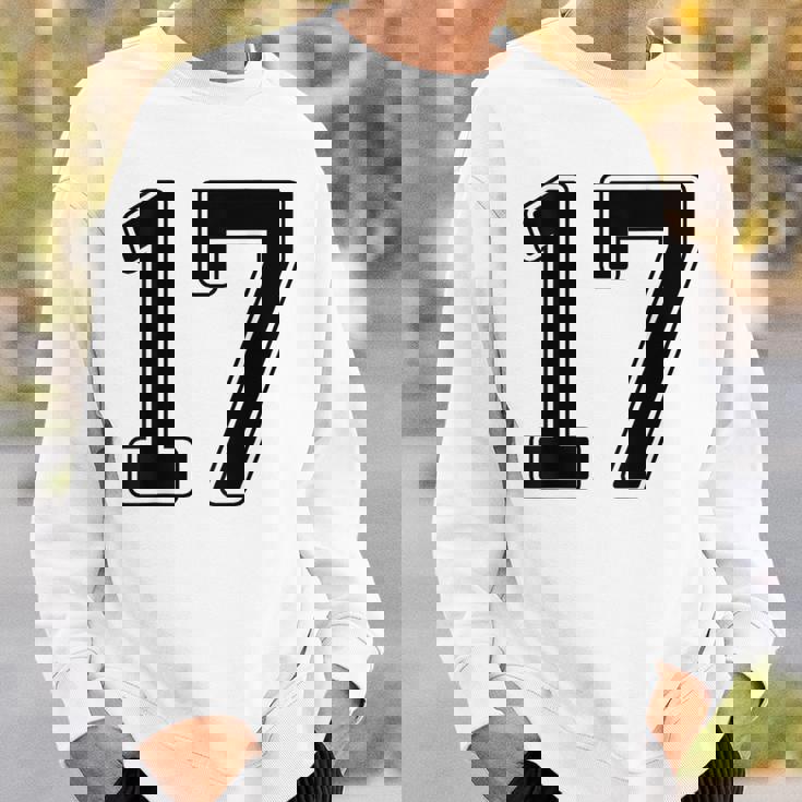 【バックプリント・背中側】17 数字 背番号 ユニフォーム ナンバー【ブラック／黒の文字】スポーツ 野球 サッカー 部活 スウェットシャツ 彼への贈り物