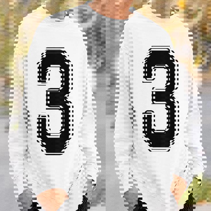 【バックプリント・背中側】3 数字 背番号 ユニフォーム ナンバー【ブラック／黒の文字】スポーツ 野球 サッカー 部活 スウェットシャツ 彼への贈り物