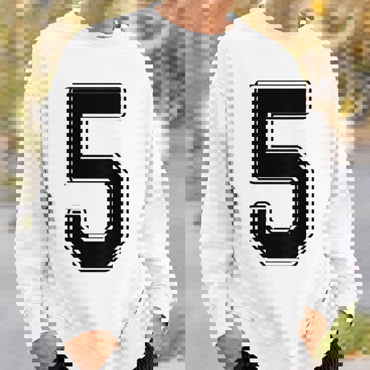【バックプリント・背中側】5 数字 背番号 ユニフォーム ナンバー【ブラック／黒の文字】スポーツ 野球 サッカー 部活 スウェットシャツ 彼への贈り物