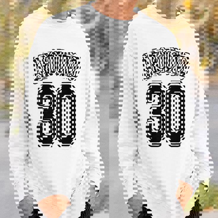 【バックプリント・背中側】Around 30 アラサー（三十歳 30才）ユニフォーム風 30代 誕生日プレゼント 面白 スウェットシャツ 彼への贈り物