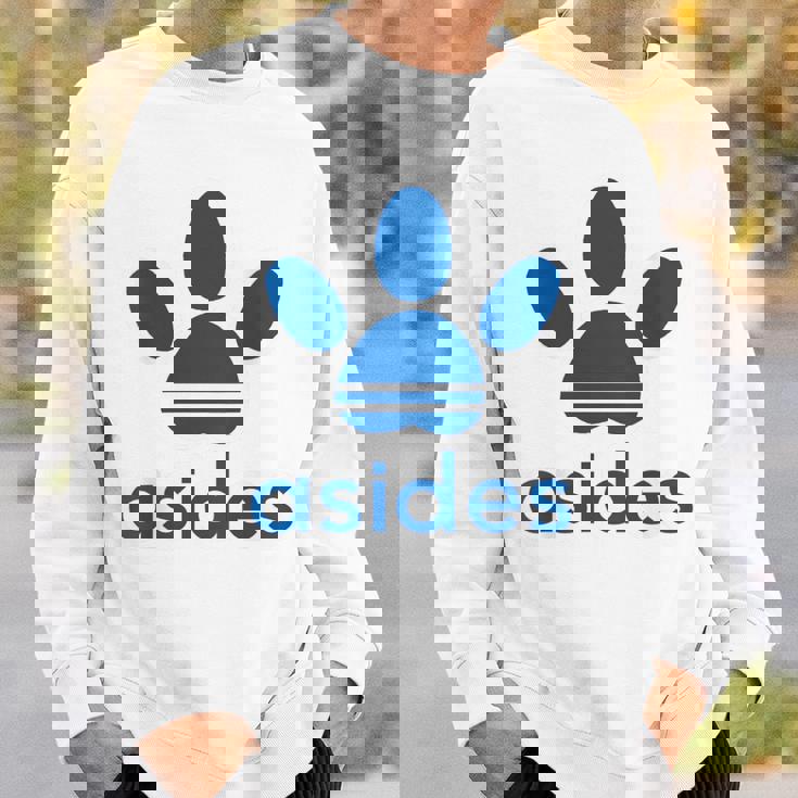 【バックプリント・背中側】Asides アシデス 足です。肉球です。【変なtシャツ屋】スポーツ ブランド パロディ 面白 スウェットシャツ 彼への贈り物