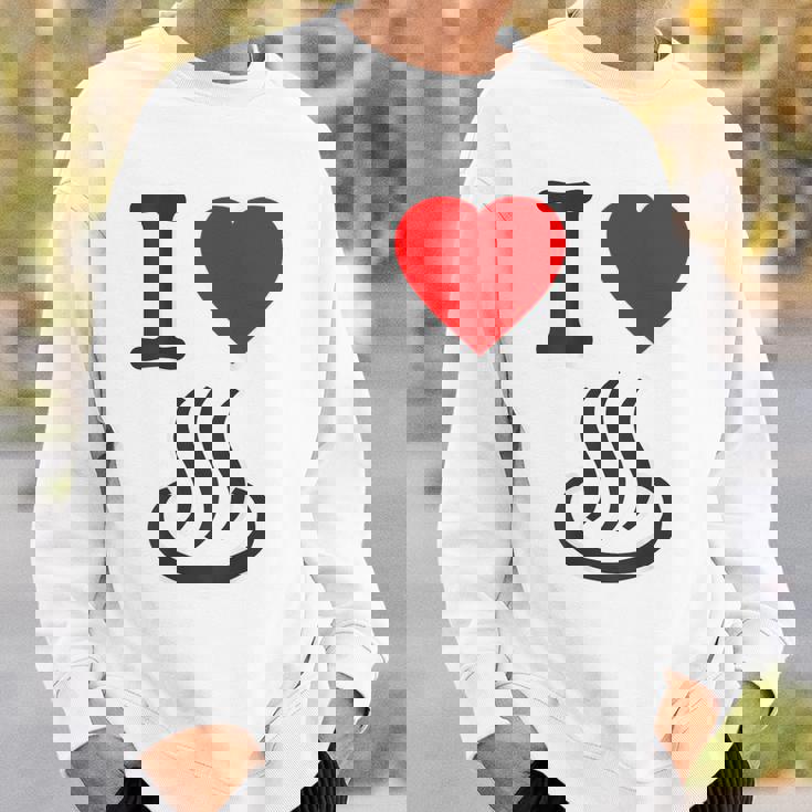 【バックプリント・背中側】アイラブ・温泉 マーク お風呂 銭湯 記号 お土産 旅行 ハート スタッフ 面白い スウェットシャツ 彼への贈り物