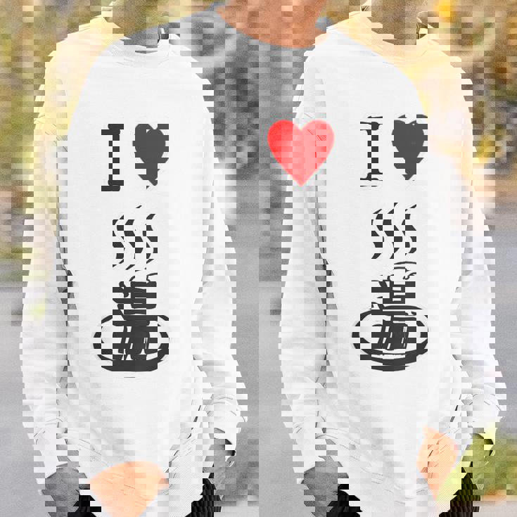 【バックプリント・背中側】アイラブ・湯 イラスト【温泉】お風呂 マーク 銭湯 記号 ハート 面白い スウェットシャツ 彼への贈り物