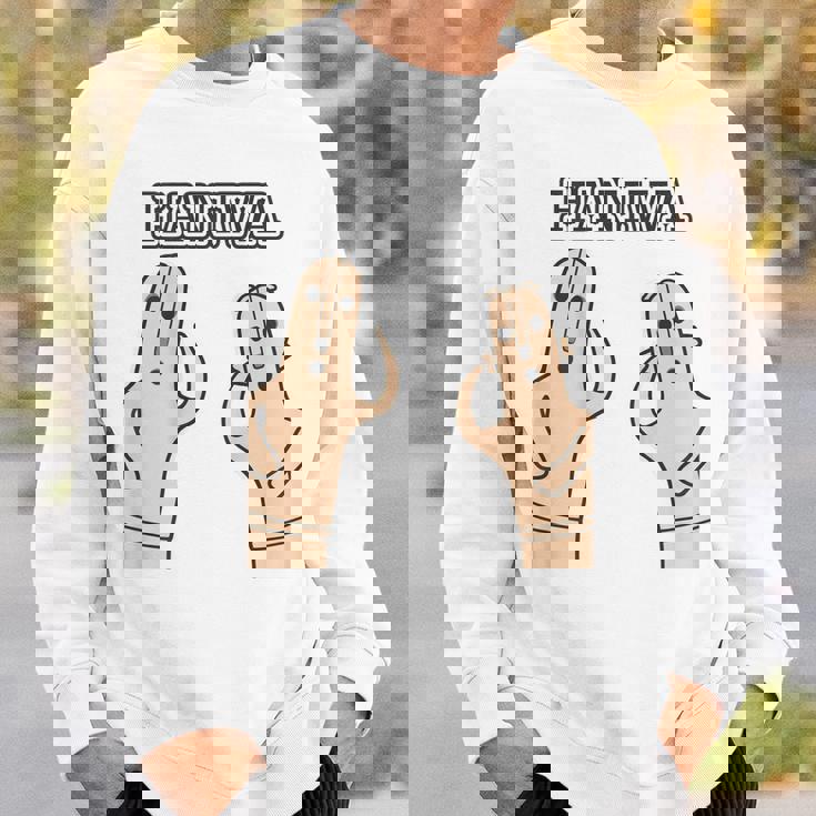 【バックプリント・背中側】ハニワ 埴輪 Haniwa『はろー』【踊る埴輪 男女】歴史土器 シンプル かわいい イラスト スウェットシャツ 彼への贈り物