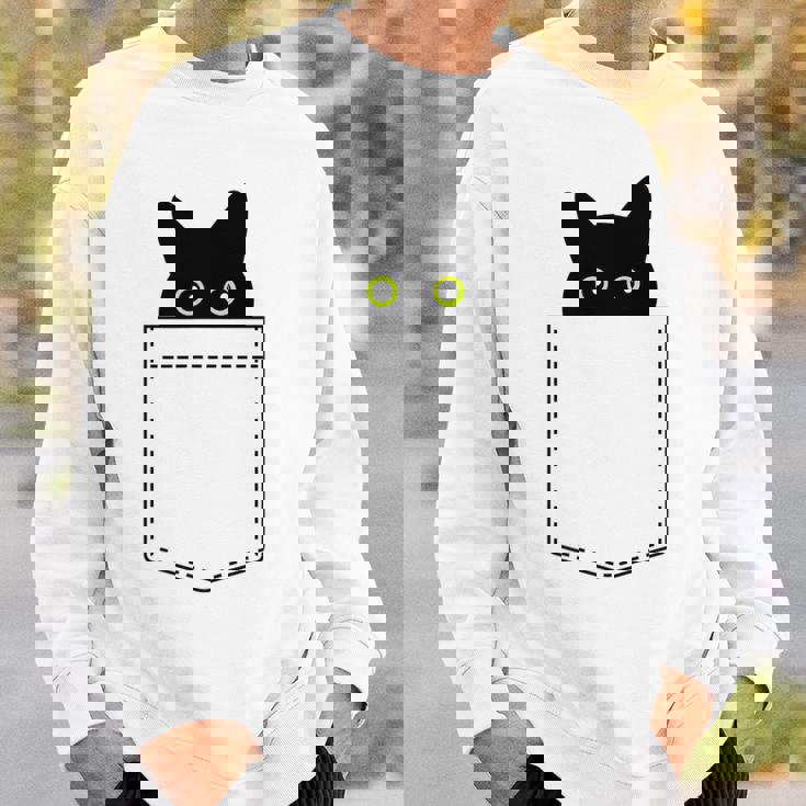 【ポケットから覗くネコ】黒猫 にゃんこ 猫好き 猫 可愛い ネコ 子猫 ネコ好き 面白い 変な 遊び心 ネタ ウケ狙い スウェットシャツ 彼への贈り物