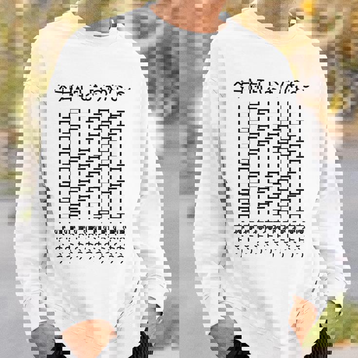 【今日何しようかな 寝よう】あみだくじ 文字 遊び心 おもしろ 面白い ユーモア ギャグ ネタ ウケ狙い 笑える 変な スウェットシャツ 彼への贈り物