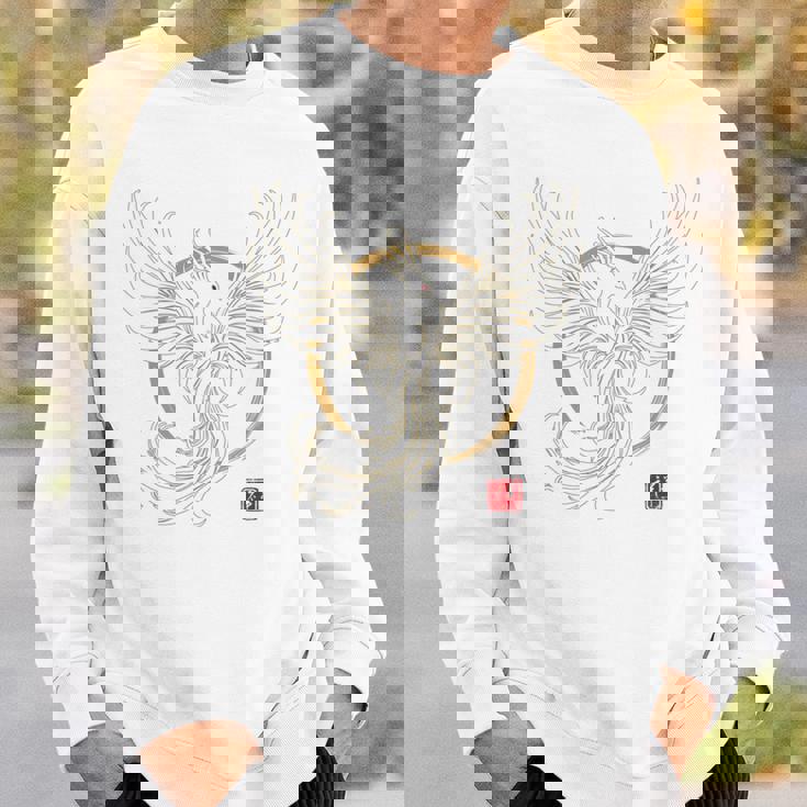 【背中側デザイン】日本文化 鳳凰デザイン 幸運を願うお守り 長袖tシャツ スウェットシャツ 彼への贈り物