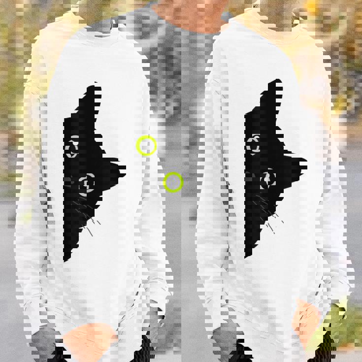 【覗くネコ】黒猫 にゃんこ 猫好き 猫 可愛い ネコ 子猫 ネコ好き 面白い 変な 遊び心 ネタ ウケ狙い おもしろ スウェットシャツ 彼への贈り物