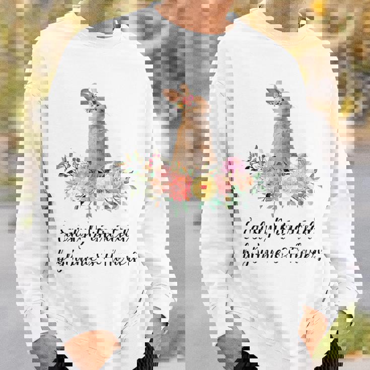 うさぎと花に気が散りやすい ウサギ かわいいウサギ スウェットシャツ 彼への贈り物