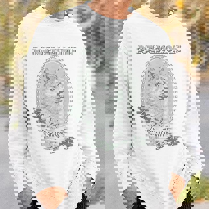 おもしろいいいいどこん 柴犬犬 ドル札 暗号のお金 スウェットシャツ 彼への贈り物