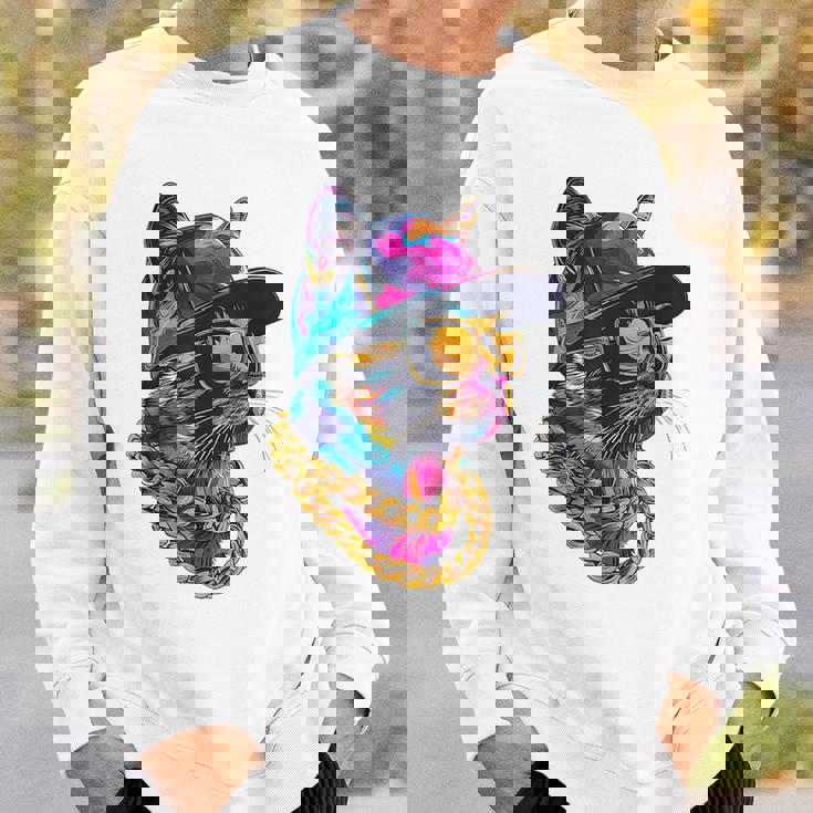 かっこいい ヒップホップ 猫 アーバン ストリートウェア B-Boy グラフィティ スウェットシャツ 彼への贈り物