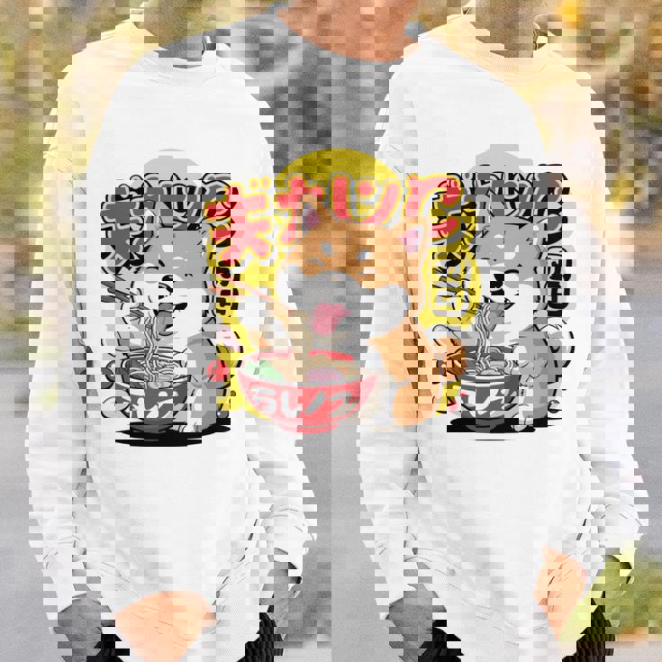 かわいい 柴犬 ラーメン好き おもしろい 日本犬 長袖tシャツ スウェットシャツ 彼への贈り物