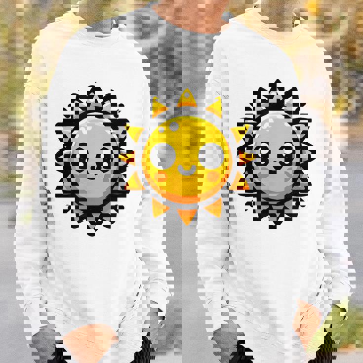 かわいい 漫画 太陽 放射 オレンジ イエロー 愛らしい スウェットシャツ 彼への贈り物