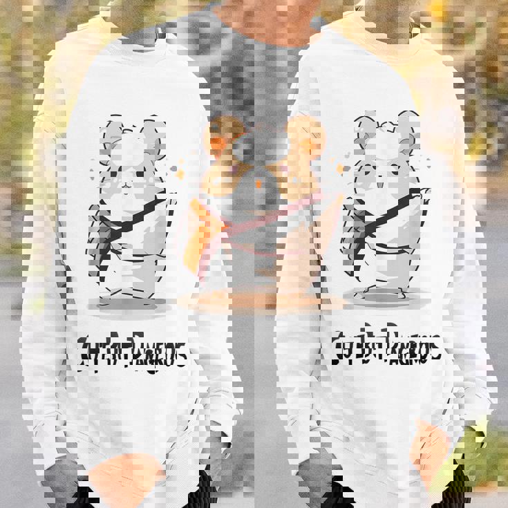 かわいいけど危険な面白いハムスター空手 スウェットシャツ 彼への贈り物