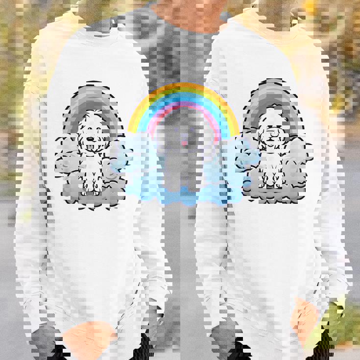 かわいいボロネーゼ犬 レインボークラウド カラフル カワイイ 子犬好き スウェットシャツ 彼への贈り物