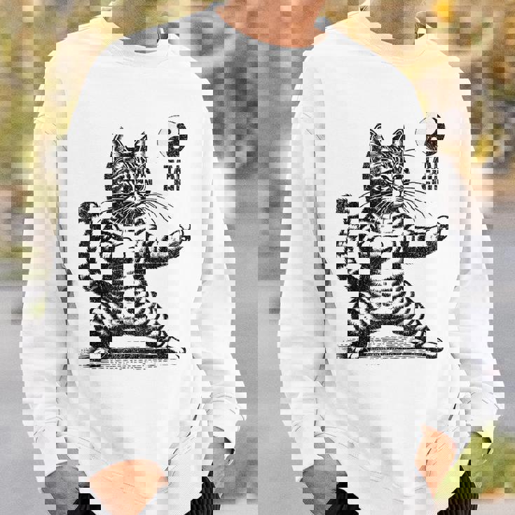 かわいい猫 太極拳 武道 陰陽 スウェットシャツ 彼への贈り物