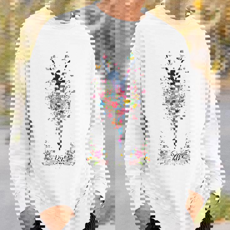 かわいい花柄バレリーナ 春の花 バレエダンサー スウェットシャツ 彼への贈り物