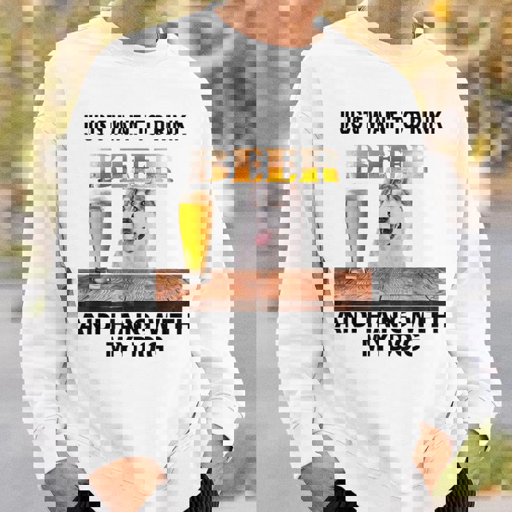 ただビール飲みたい&吊るしw おれのシベリアンハスキー スウェットシャツ 彼への贈り物