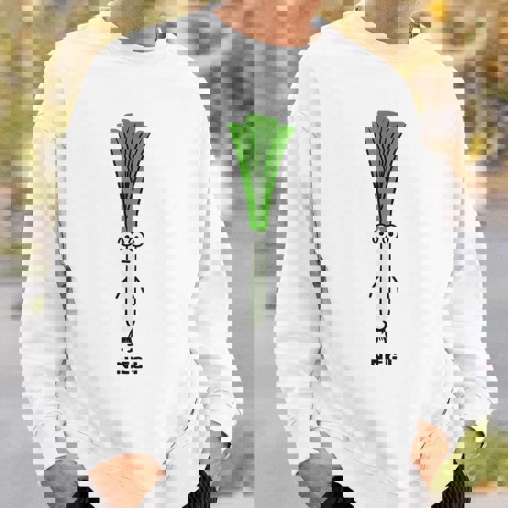 ねぎ 葱 顔 イラスト かわいい おもしろ 面白い 簡単 シンプル ゆるい 野菜 スウェットシャツ 彼への贈り物