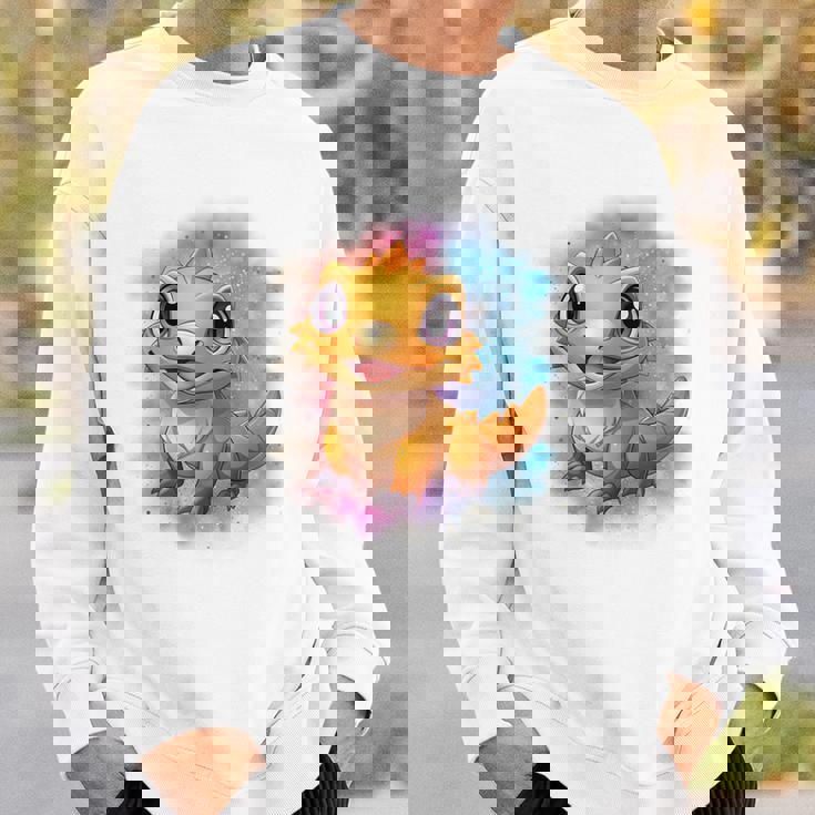 ひげを生やしたドラゴンの白い服のレインボーフラッグ スウェットシャツ 彼への贈り物