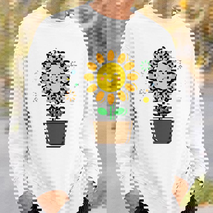 ひまわり 花 ポット シンプル クリップアート スウェットシャツ 彼への贈り物