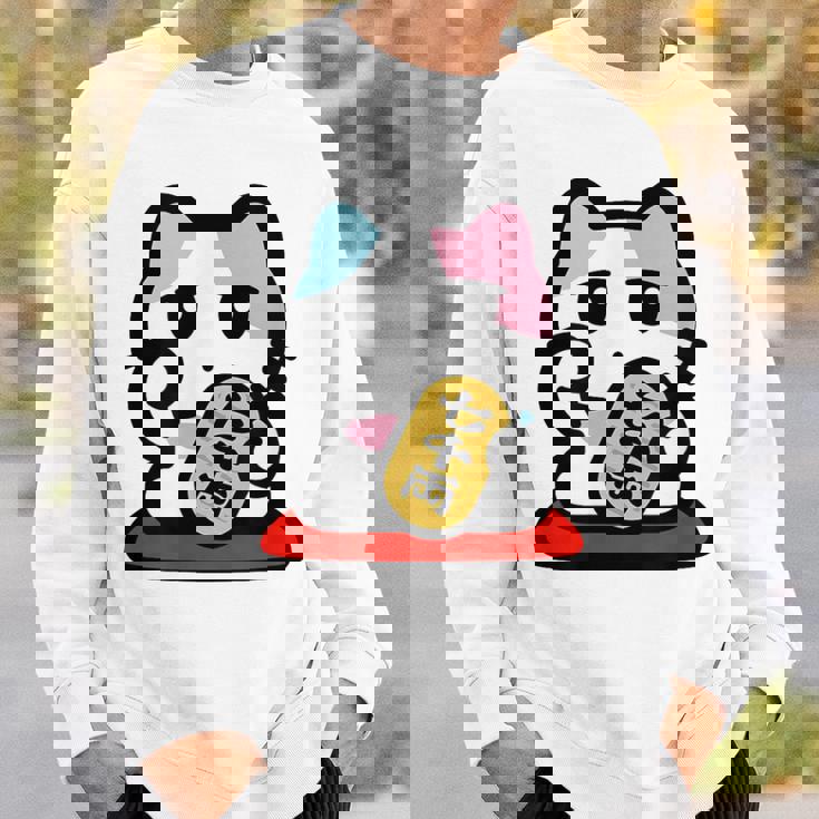 びーえするるる【Bsテレ東公式】まねきねこイラストtシャツ（ホワイト） スウェットシャツ 彼への贈り物