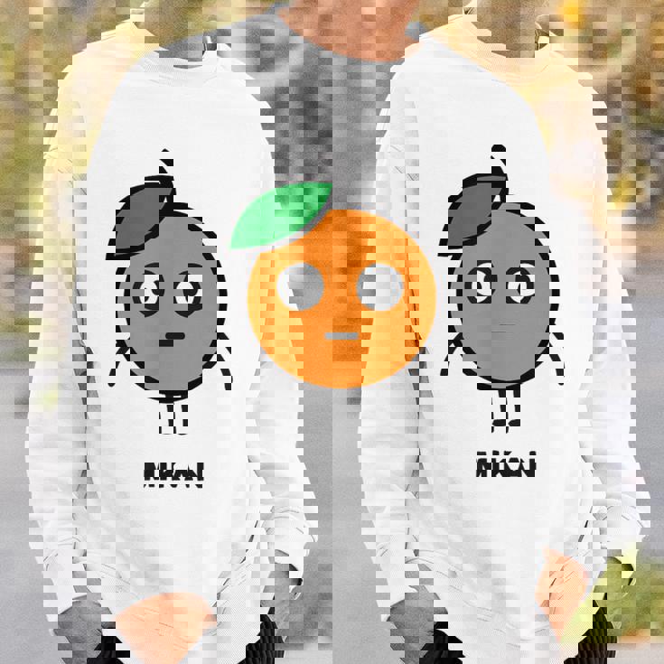 みかん Mikan 顔 イラスト かわいい おもしろ 面白い 簡単 シンプル ゆるい 果物 スウェットシャツ 彼への贈り物