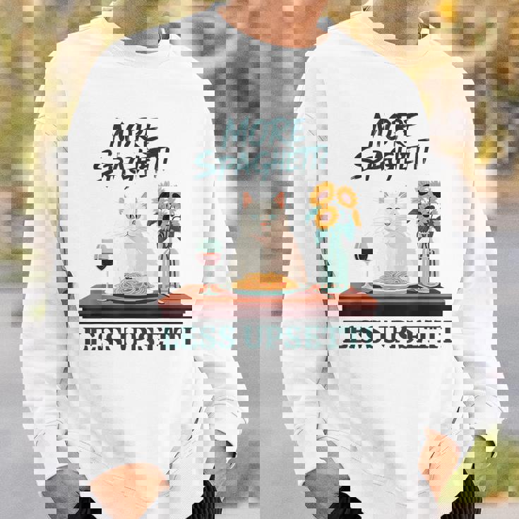 より多くのスパゲッティ、より少ないアップセッティ、イタリア料理 猫愛好家 スウェットシャツ 彼への贈り物