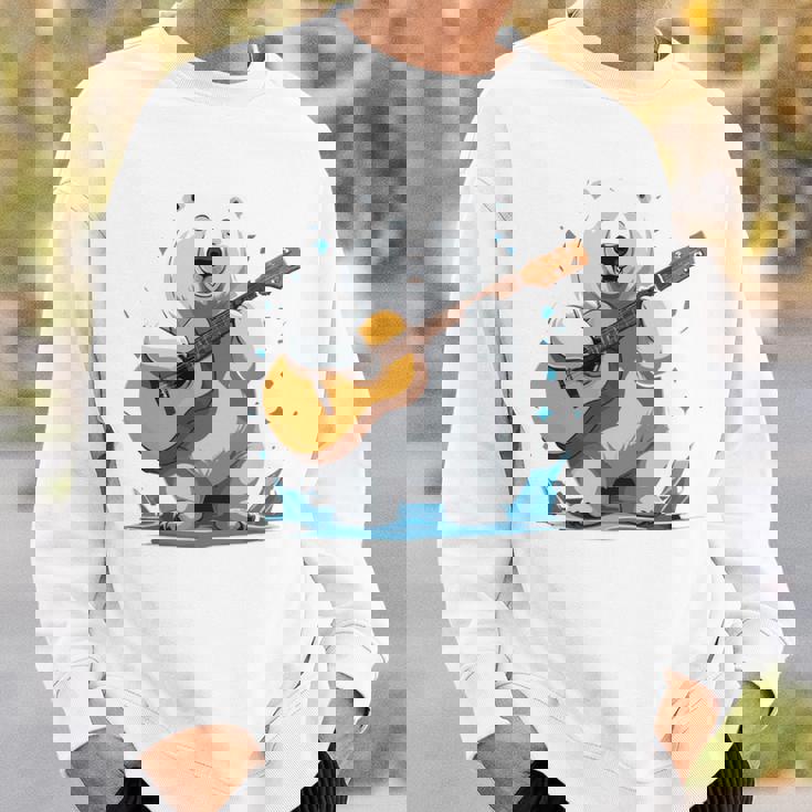 アコースティックギターを弾くクマ、ベアギタリスト 長袖tシャツ スウェットシャツ 彼への贈り物