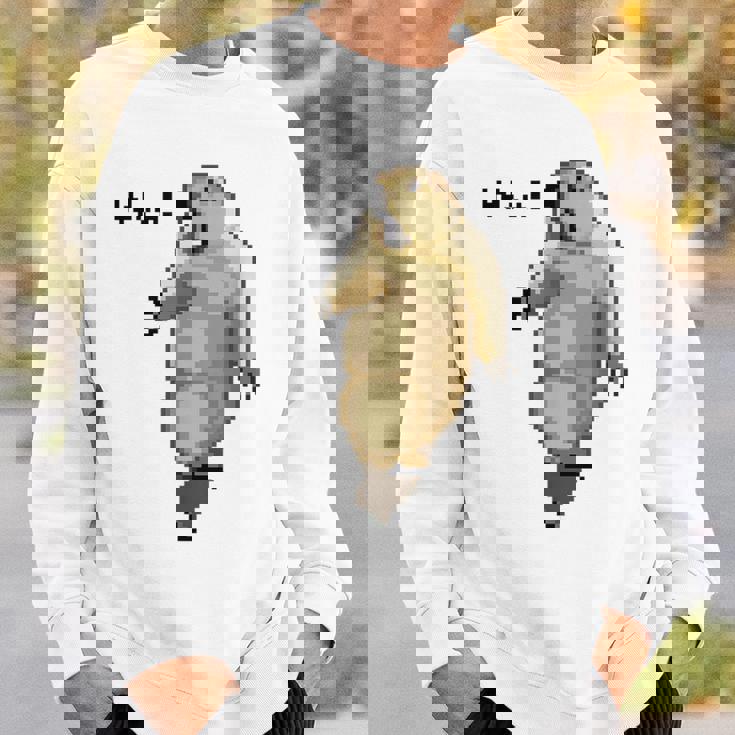 アニマルプリント 驚いたマーモット ドット絵 ピクセルアート 面白い 動物 ミーム スウェットシャツ 彼への贈り物