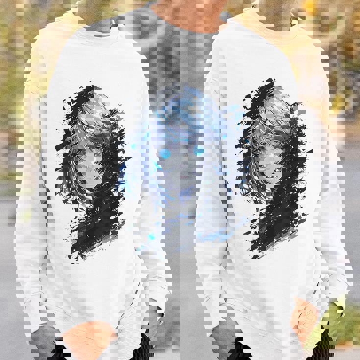 アニメ 漫画 グラフィック 青い目 アート アニメ スウェットシャツ 彼への贈り物