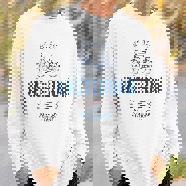 アムステルダム バイク シティ アムステルダム バイクタウン オランダの国旗 スウェットシャツ 彼への贈り物