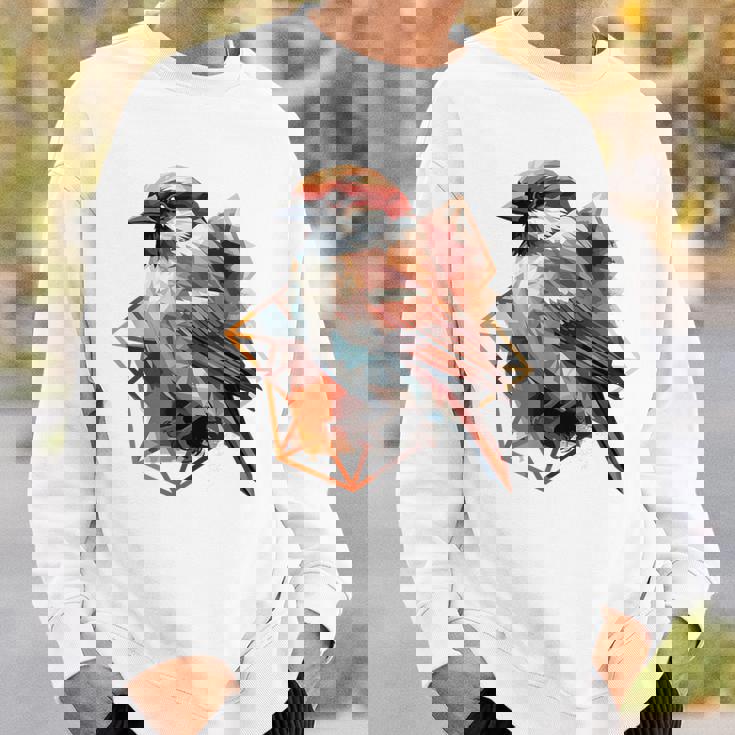 アメリカンツリー スズメ 鳥 幾何学模様 パッテンアート かわいい鳥 ロー スウェットシャツ 彼への贈り物