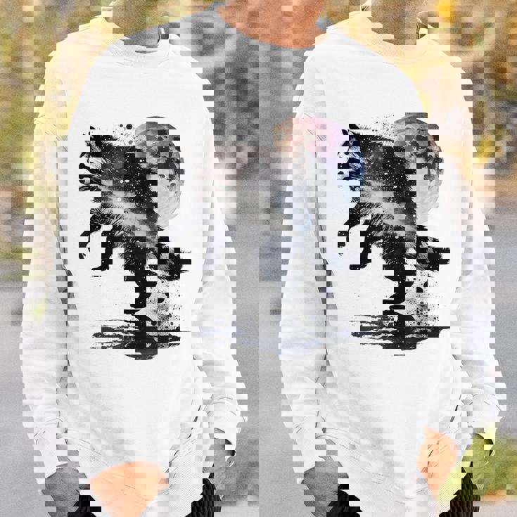 アライグマ アニマルモチーフ ムーンアート アニマルプリント アライグマ スウェットシャツ 彼への贈り物