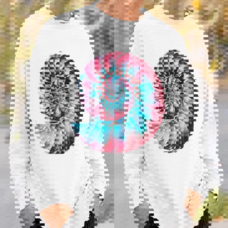 アンモナイトスパイラル貝殻 長袖tシャツ スウェットシャツ 彼への贈り物