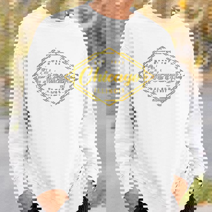 イリノイ州シカゴ-イリノイ州シカゴスタイル 長袖tシャツ スウェットシャツ 彼への贈り物