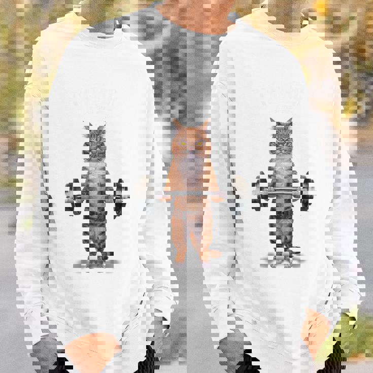 ウェイトリフティング 筋トレ バーベル やる気がないなら家に帰れ 赤毛 猫 ねこ スウェットシャツ 彼への贈り物